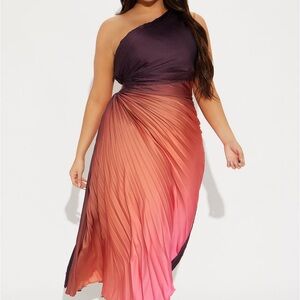 Elegant Ombre One-Shoulder Dress